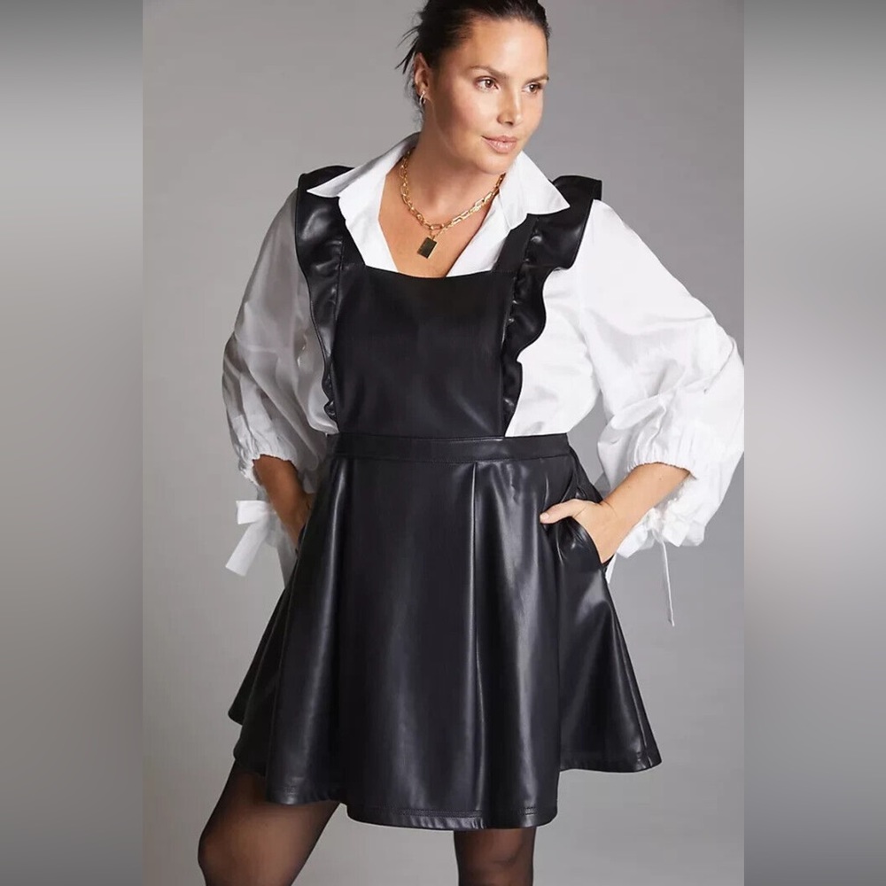 Anthropologie Maeve Faux Leather Mini Dress